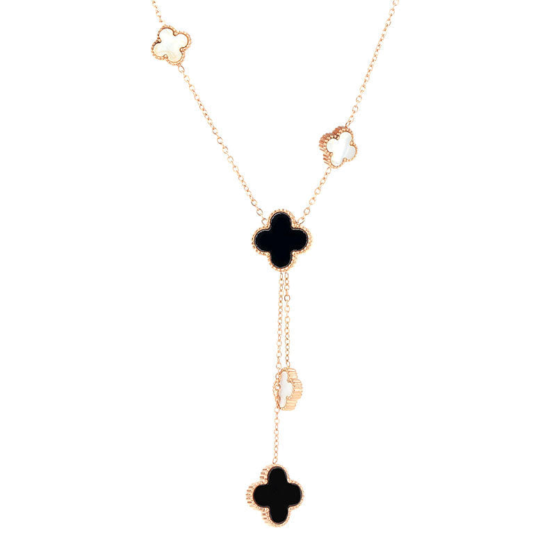 Collier Trèfle - Noir Blanc