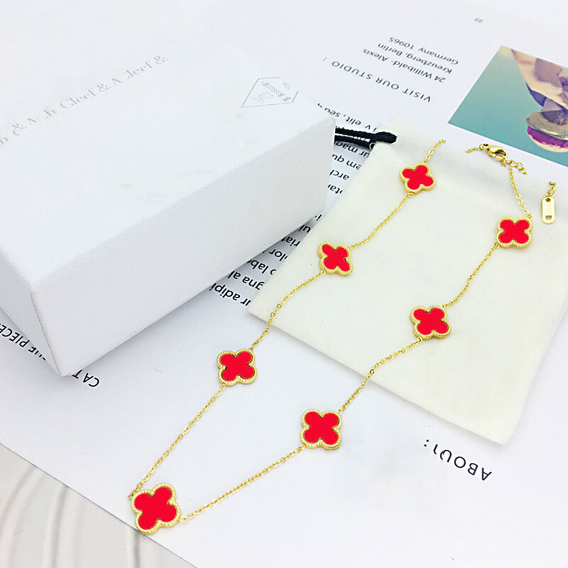 Pernilla Double Sided Red Clover Necklace