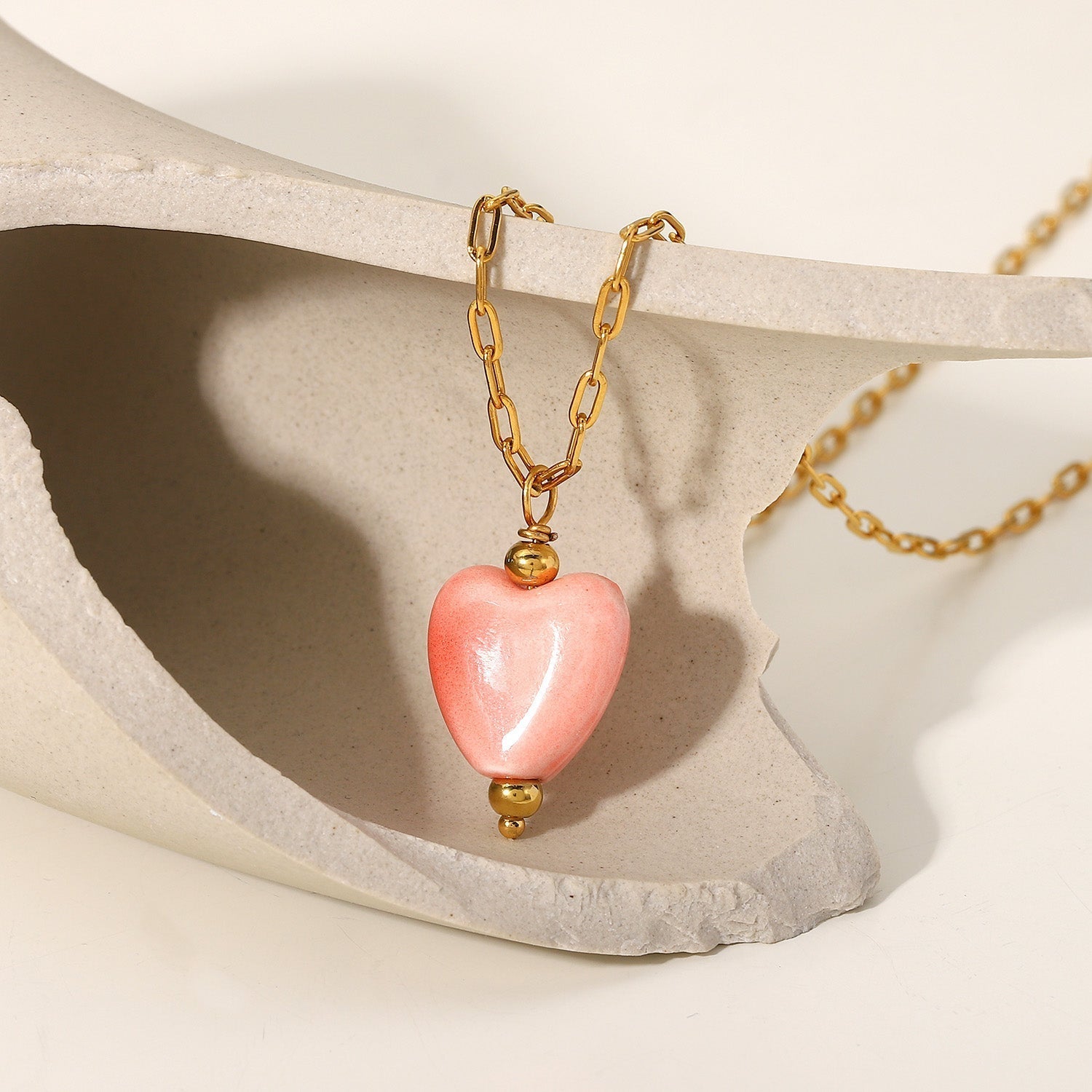 Collier Coeur Rose