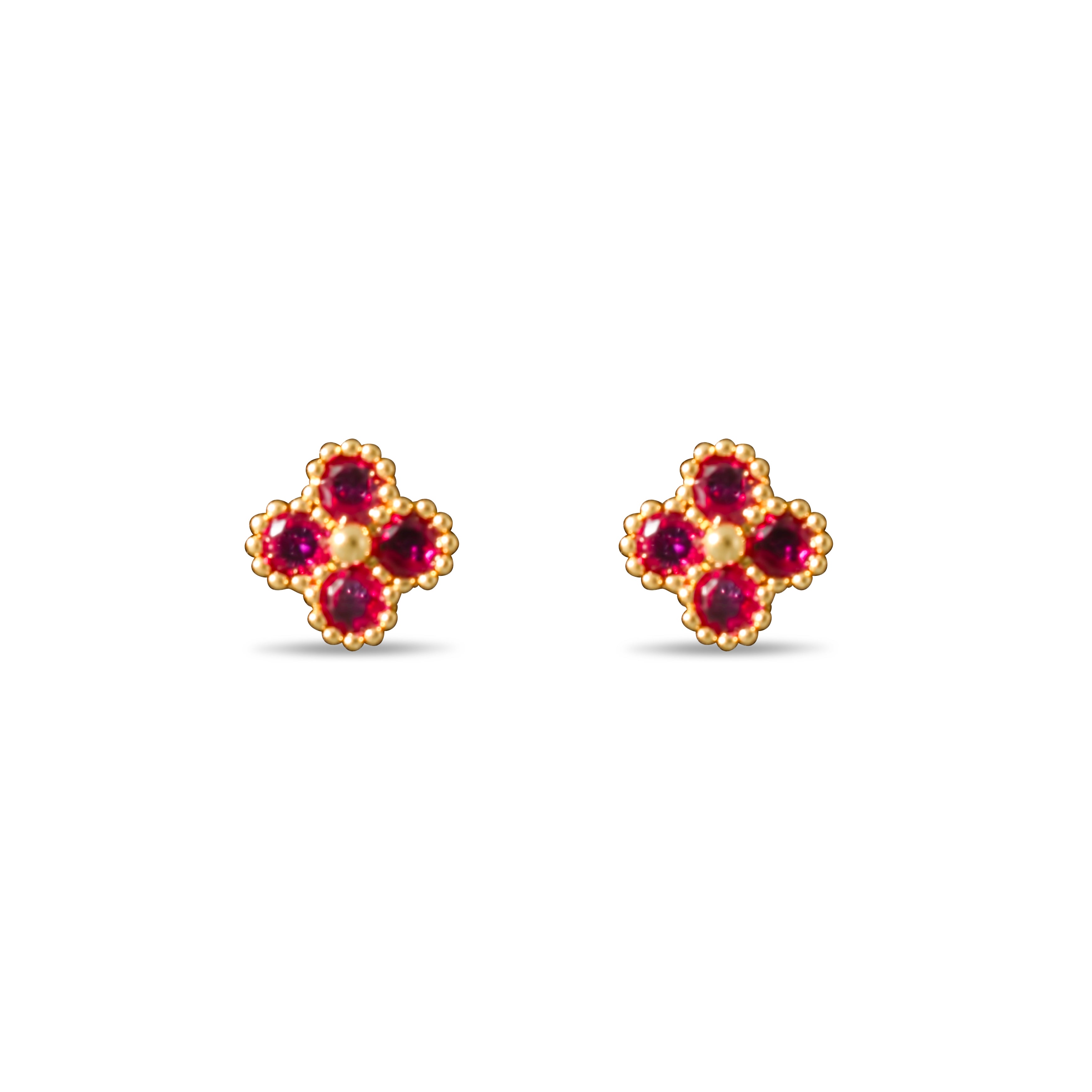 Boucles d'oreilles Letizia Trèfle à quatre feuilles - Rouge