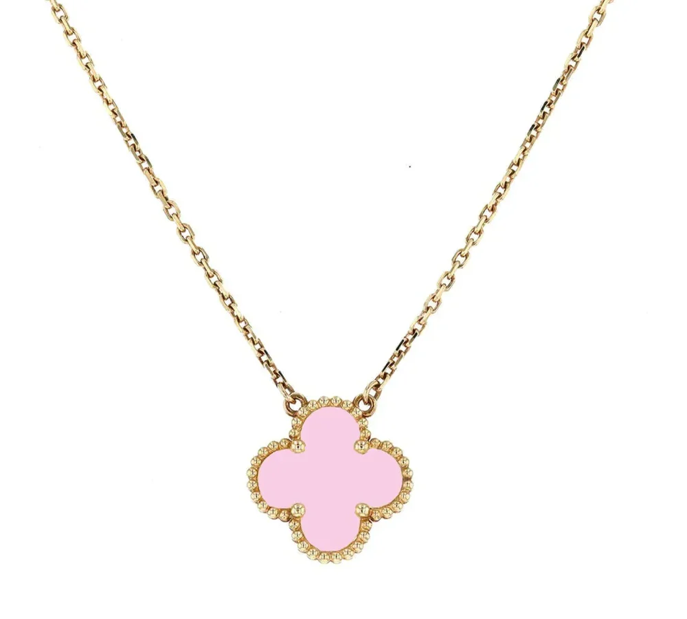 Collier trèfle à quatre feuilles Rossana rose