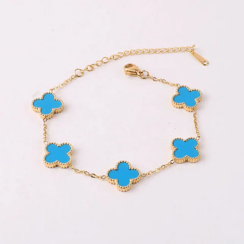 Bracelet Azzurra Trèfle à Quatre Feuilles Bleu