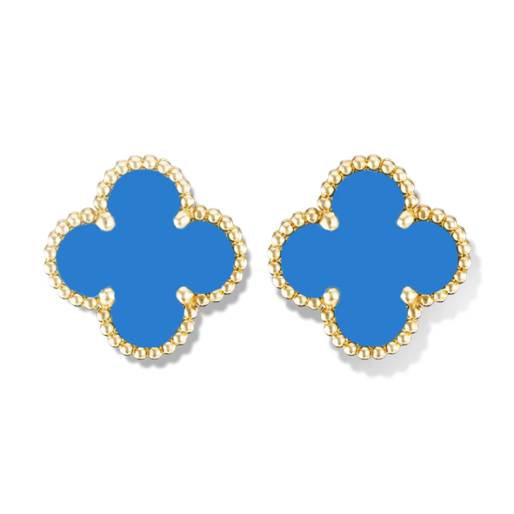 Boucles d'oreilles Azzurra Trèfle à quatre feuilles Bleu