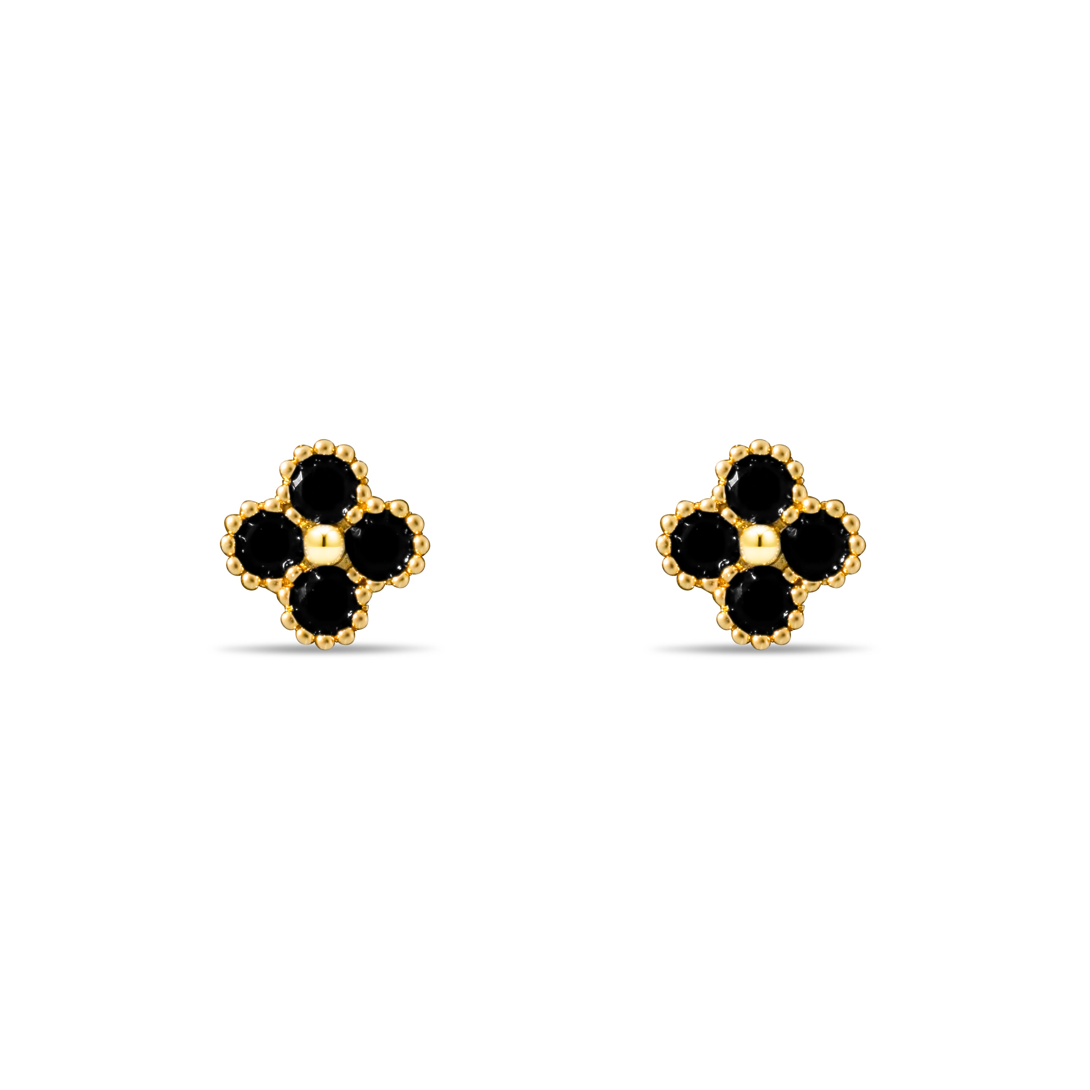 Boucles d'oreilles Letizia Trèfle à quatre feuilles - Noir
