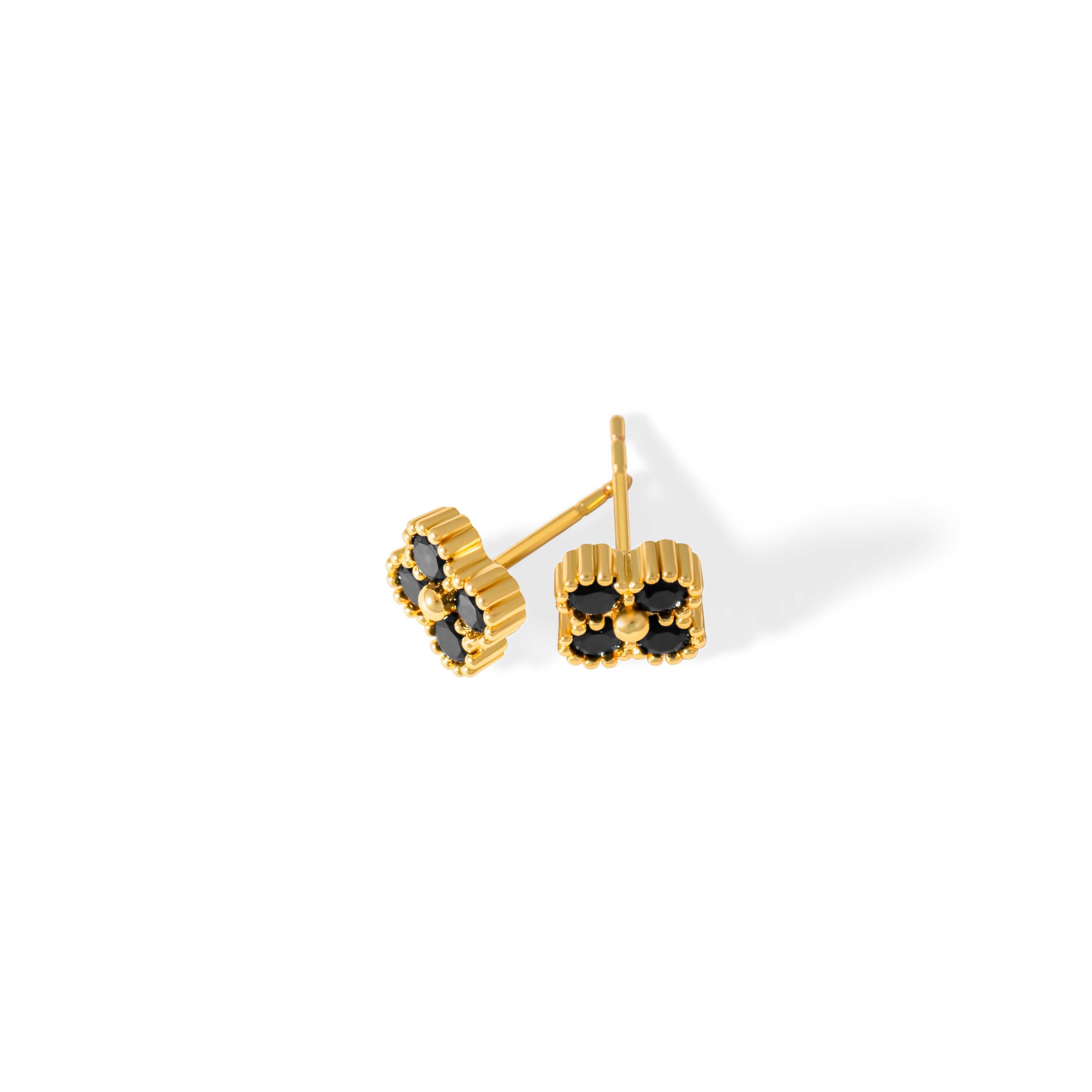 Boucles d'oreilles Letizia Trèfle à quatre feuilles - Noir