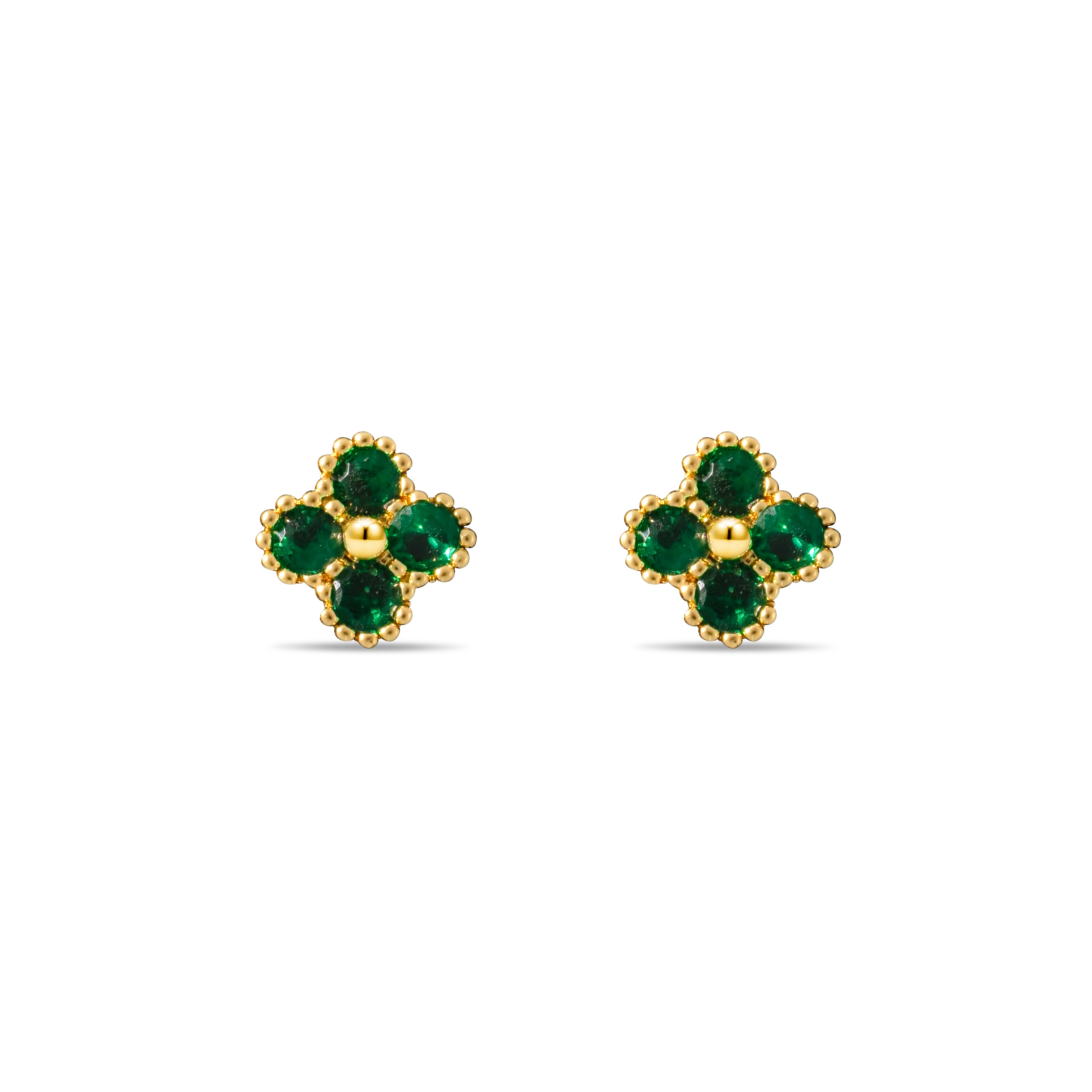 Boucles d'oreilles Letizia Trèfle à quatre feuilles - Vert