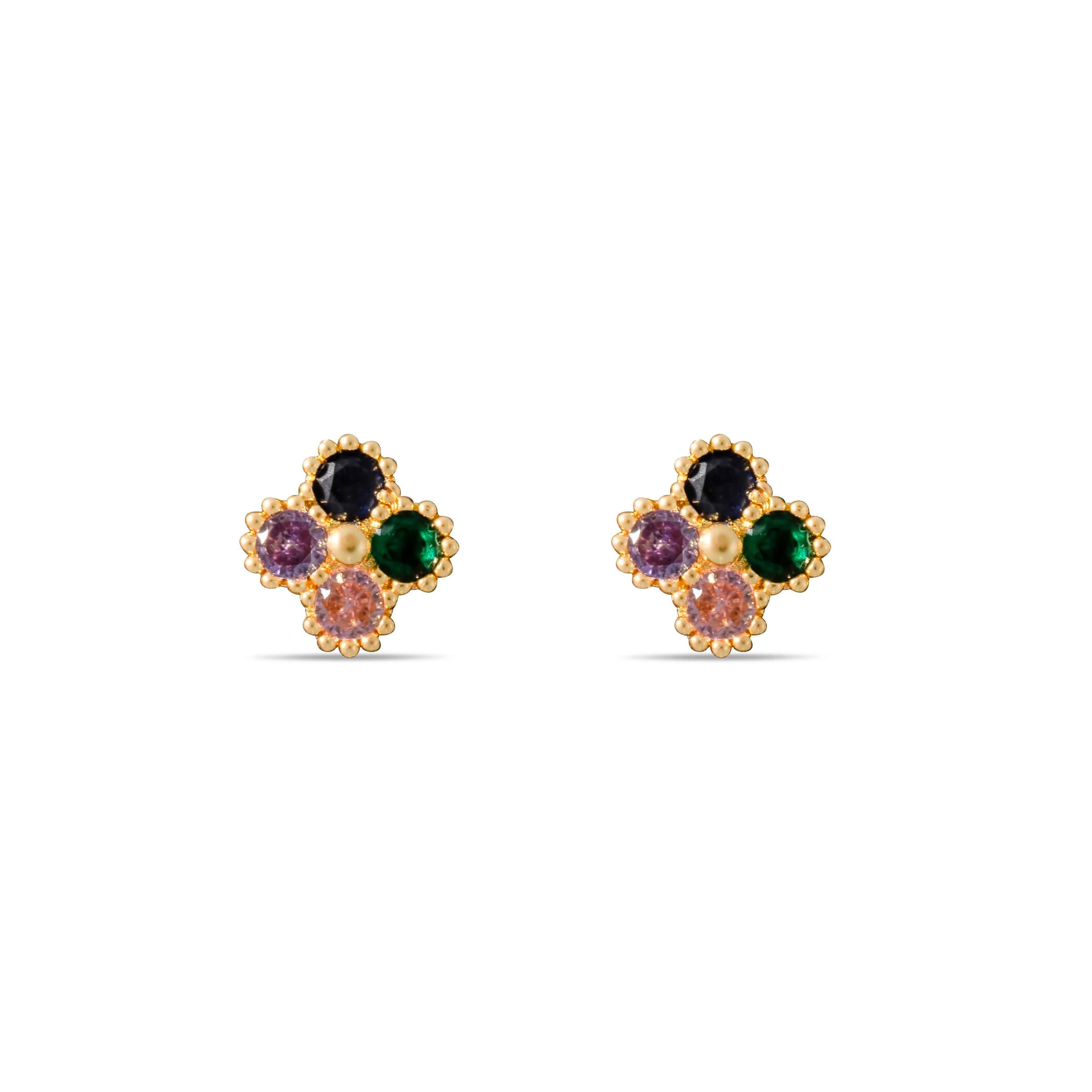 Boucles d'oreilles Letizia Trèfle à quatre feuilles - Arc-en-ciel