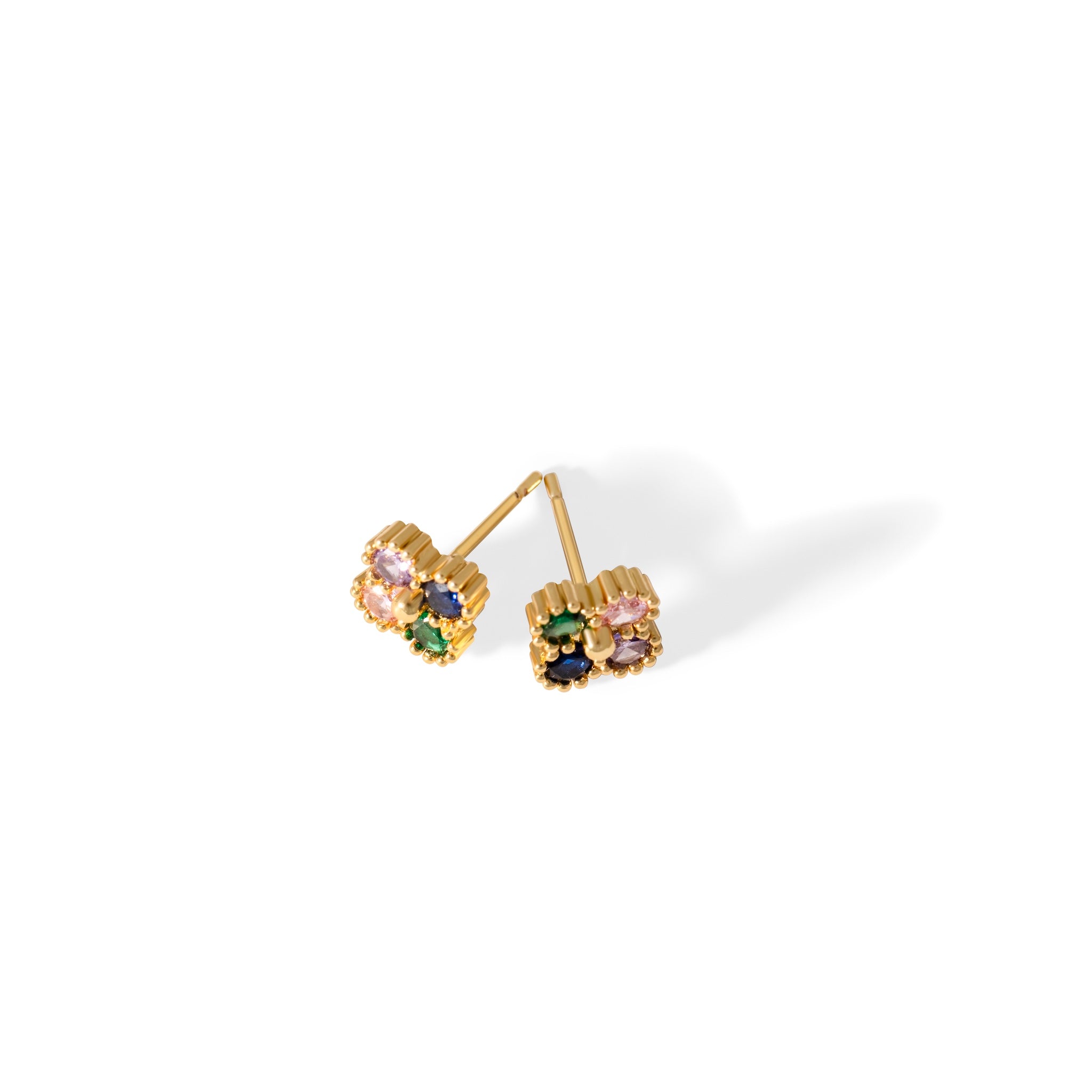 Boucles d'oreilles Letizia Trèfle à quatre feuilles - Arc-en-ciel