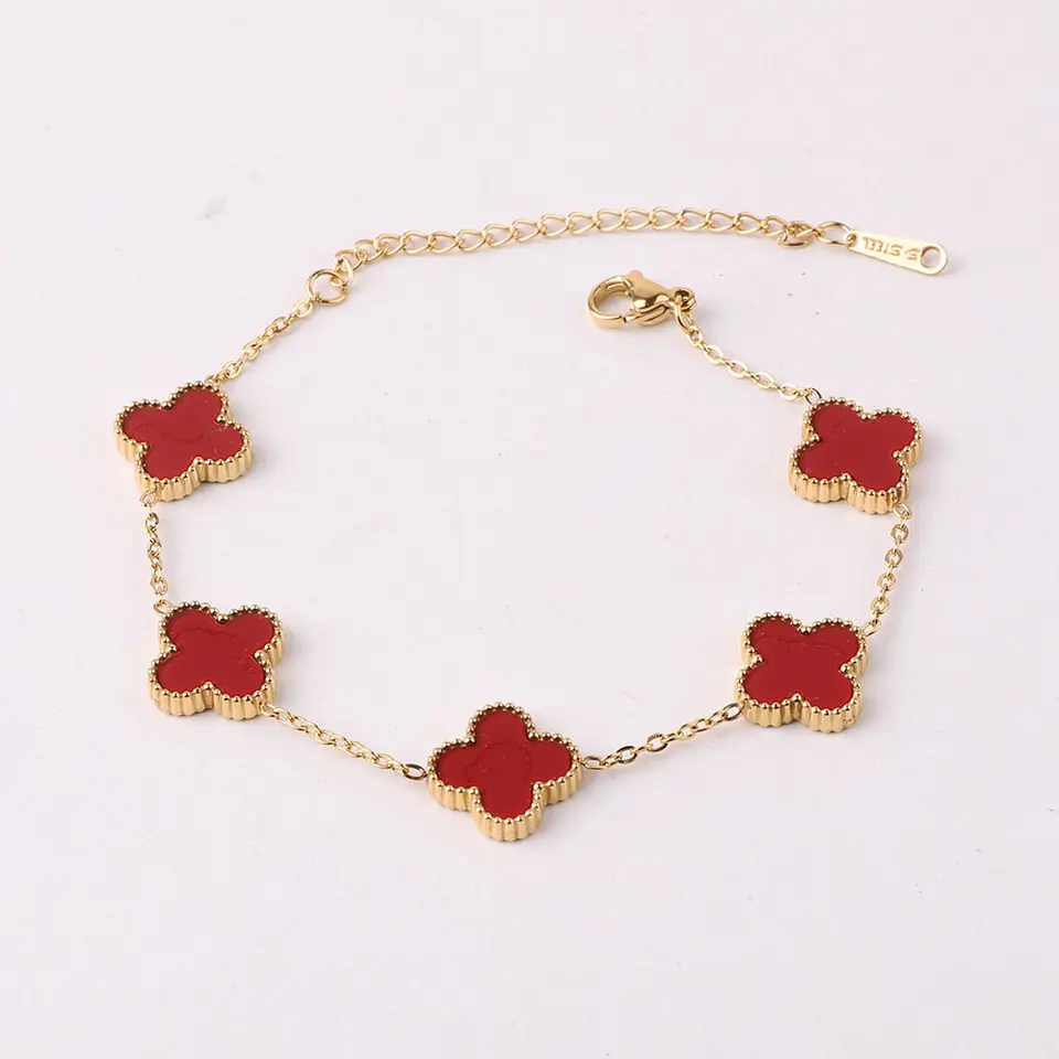 Bracelet Pernilla Trèfle rouge