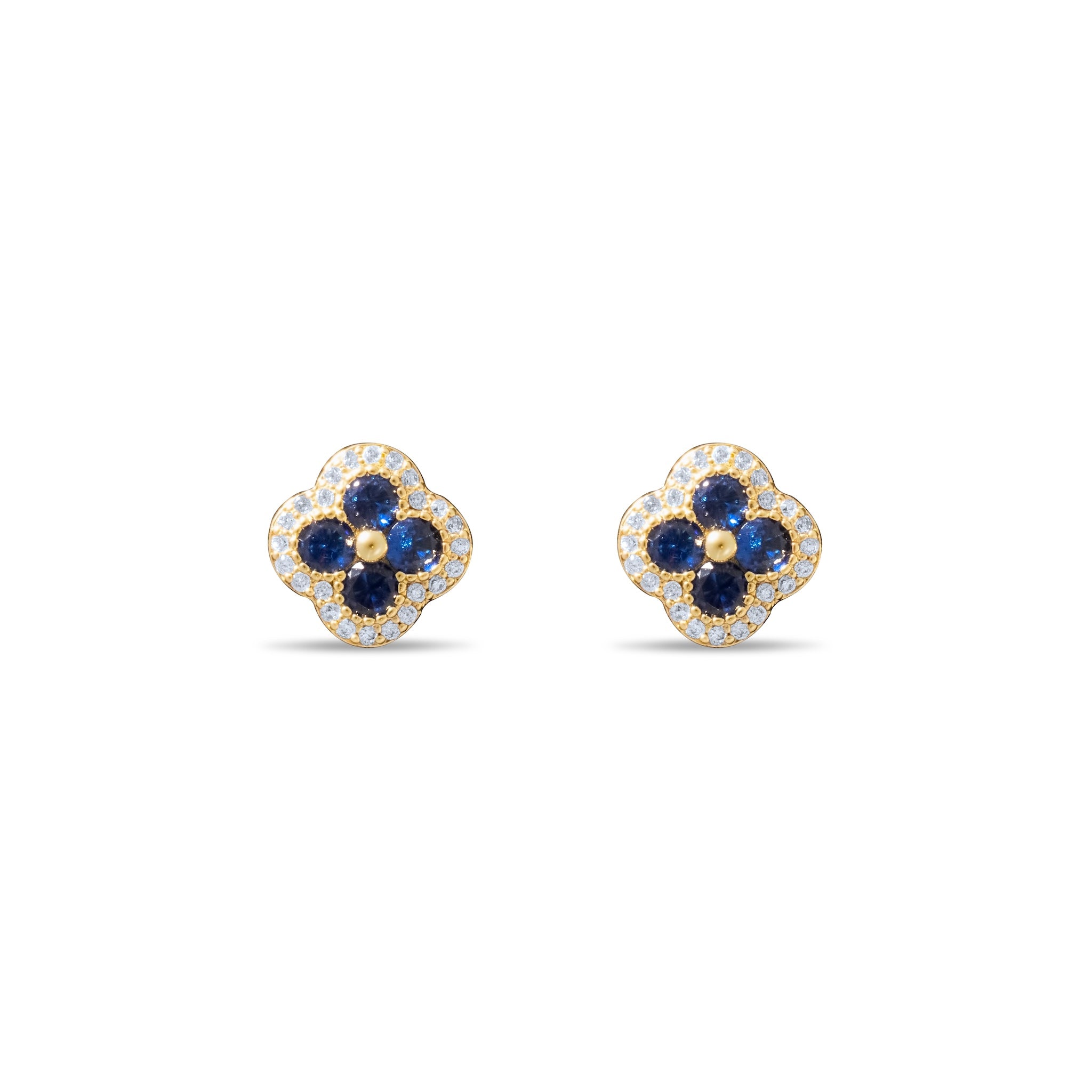 Boucles d'oreilles Letizia Trèfle à quatre feuilles /Bleu