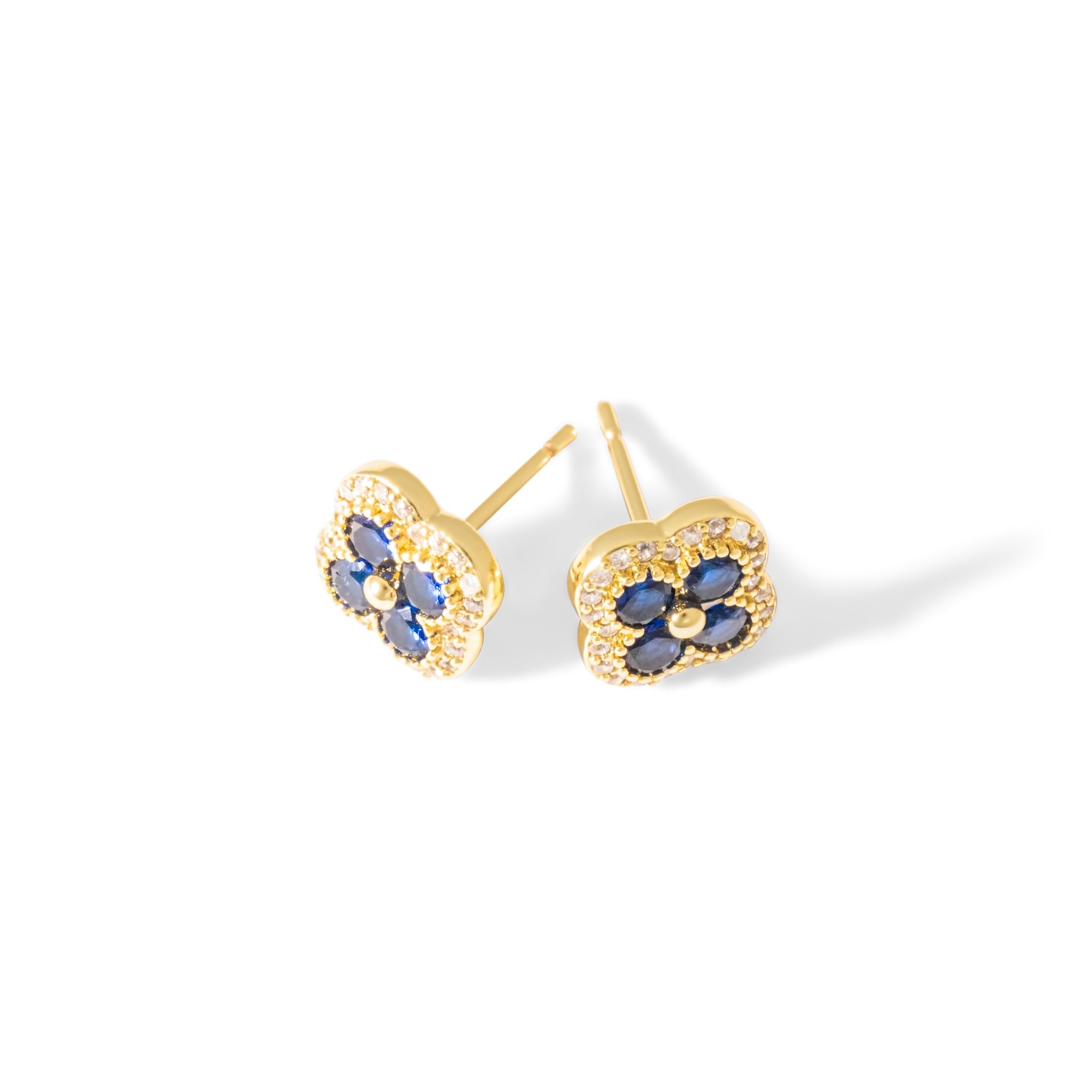 Boucles d'oreilles Letizia Trèfle à quatre feuilles /Bleu