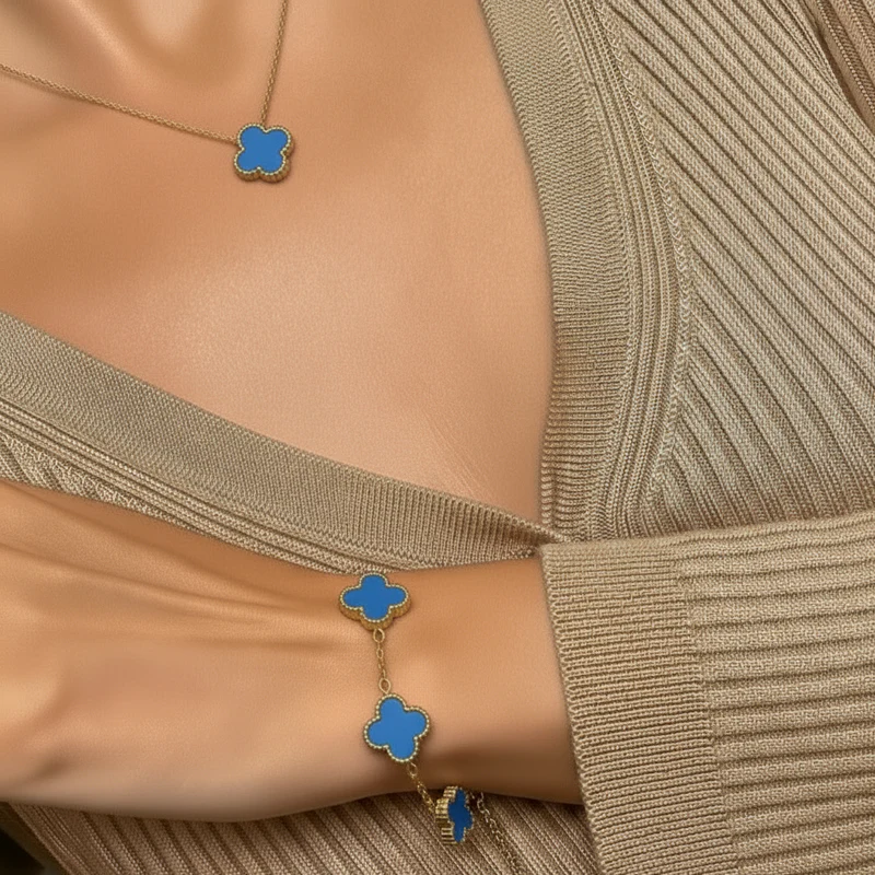 Collier Trèfle Bleu Azzura
