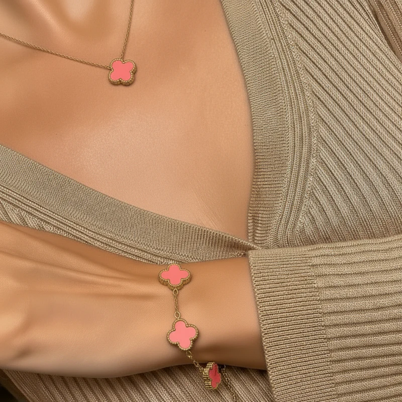 Collier Trèfle Rose Rossana